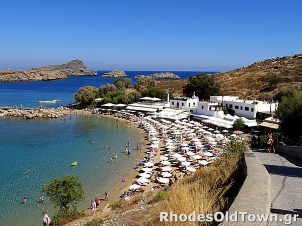 Skala-strand, toeristenhaven en restaurants